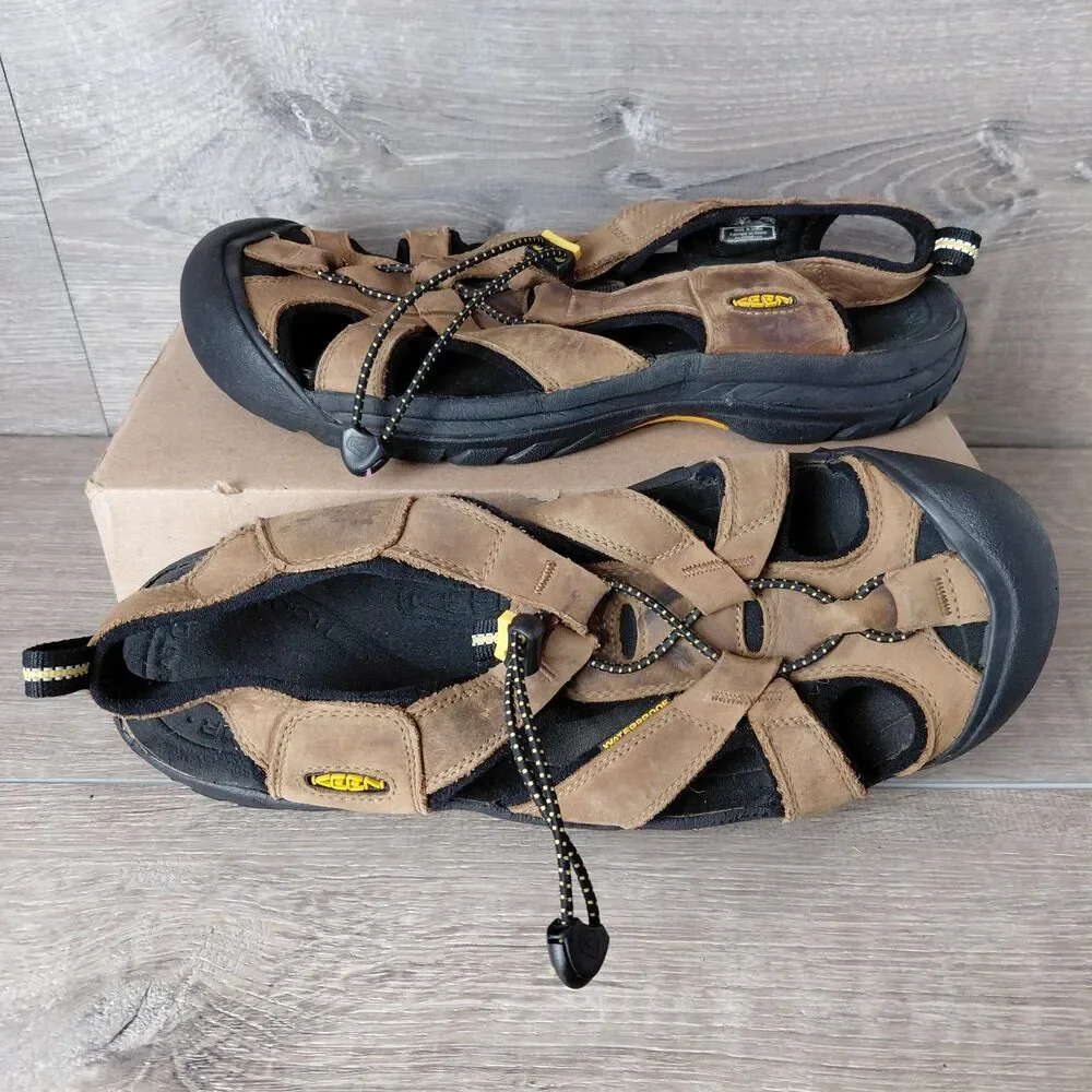 KEEN Newport H2 Sandals Mens 10 Brown Leather Waterproof Hiking Fisherman Shoes